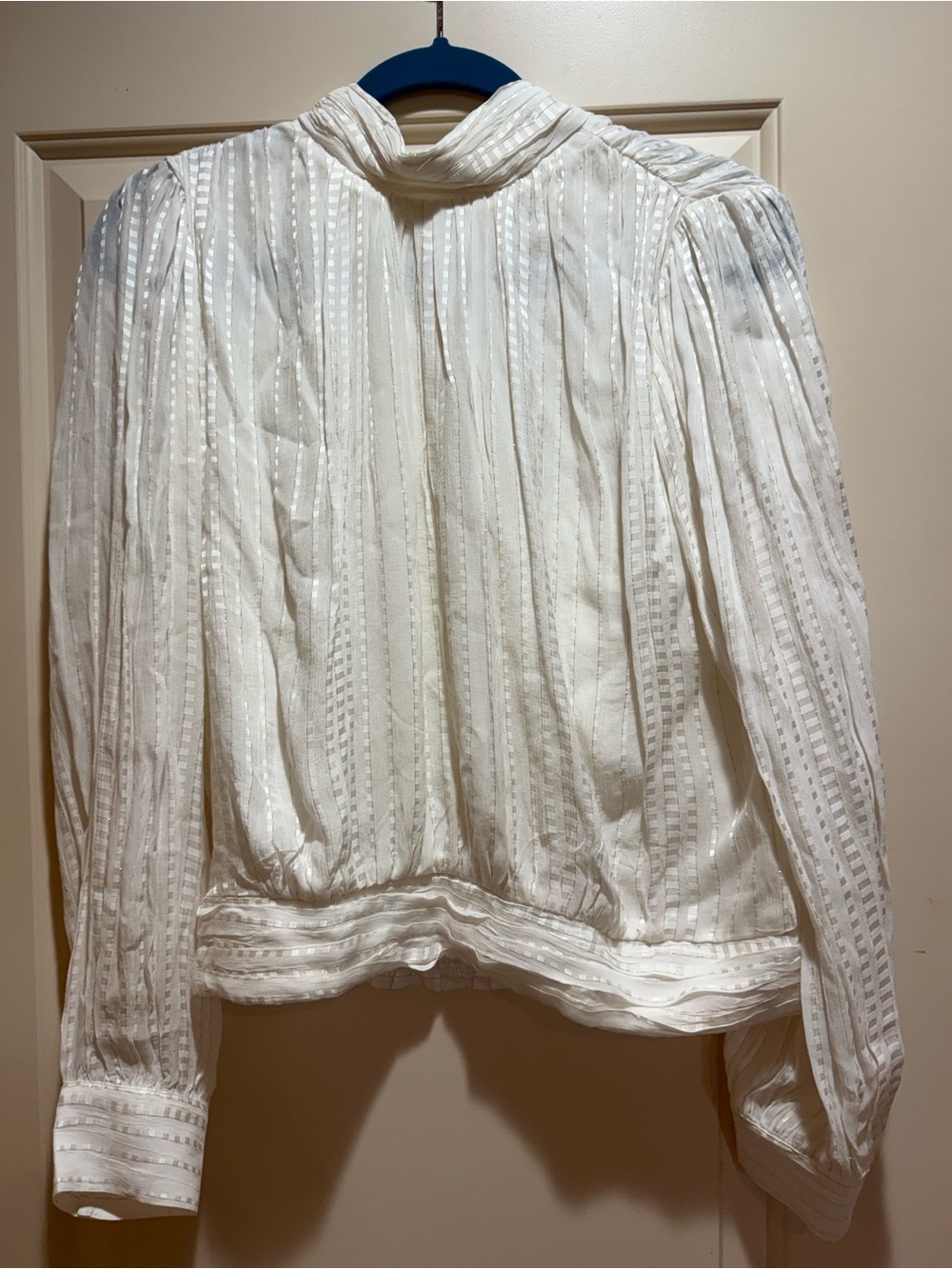 NWT Ann Taylor ivory  blouse with gold stripes.